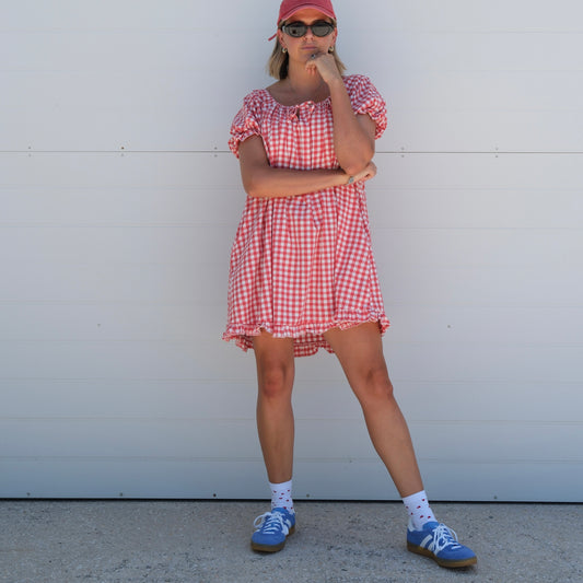 ADULTS Gingham Frankie Dress - Watermelon