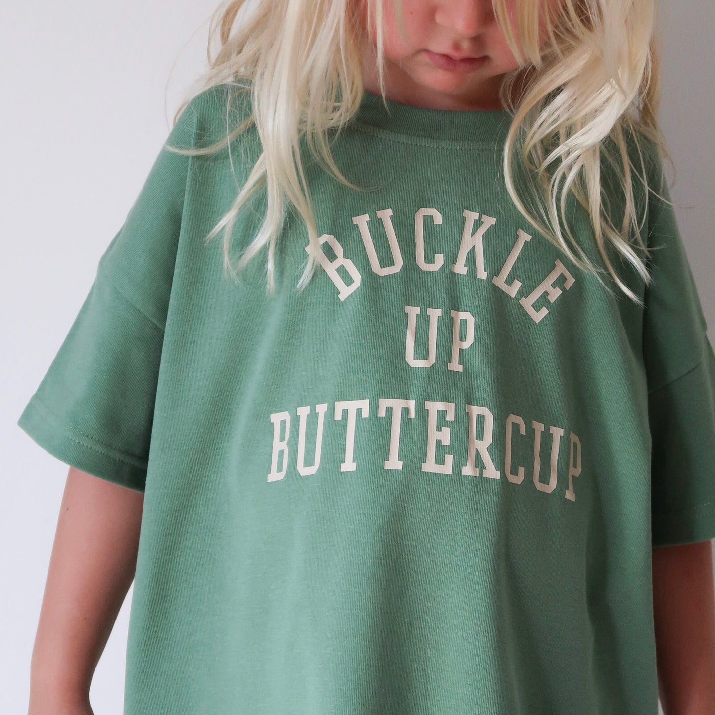 Buckle Up Buttercup Oversized Tee - Vintage Green (PRE-ORDER)