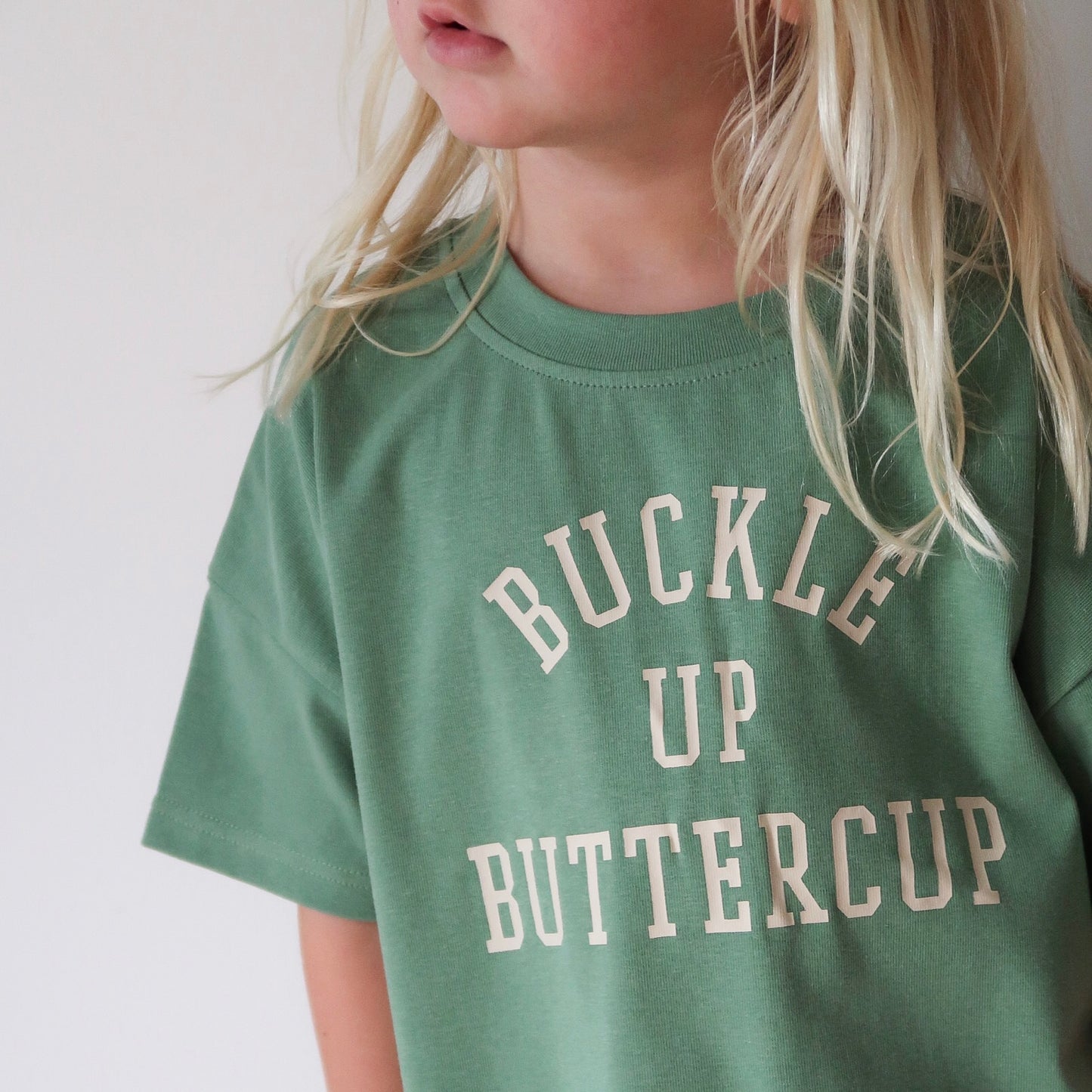 Buckle Up Buttercup Oversized Tee - Vintage Green (PRE-ORDER)