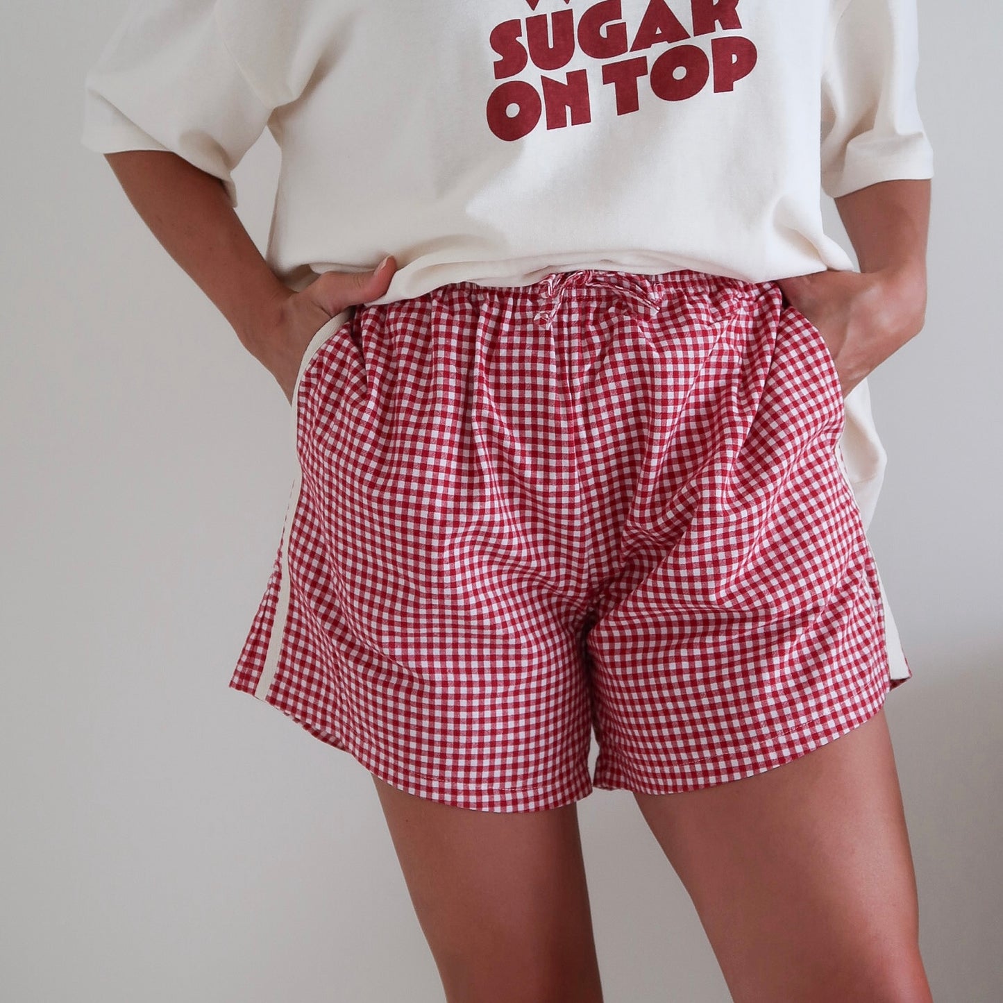 ADULTS Gingham Racer Short - Red