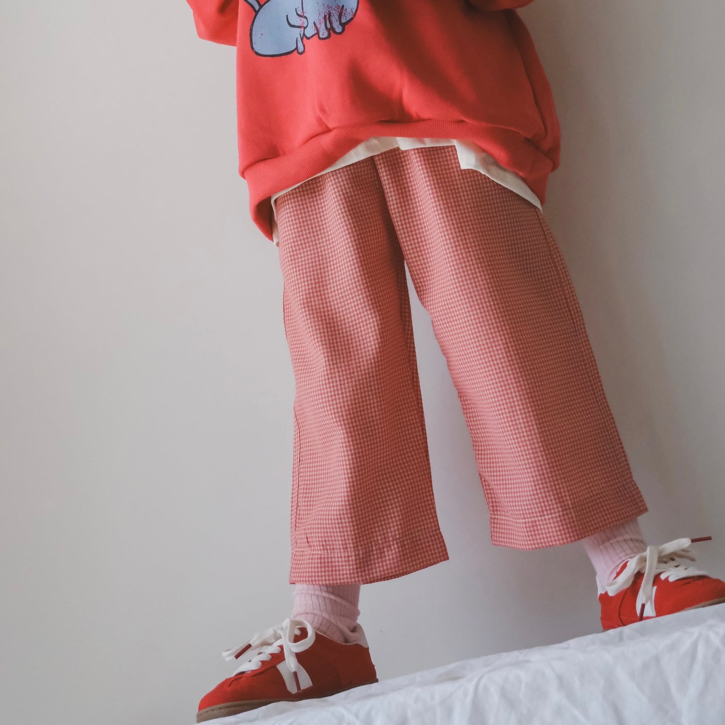 Thrift Check Pant - Raspberry/Cream