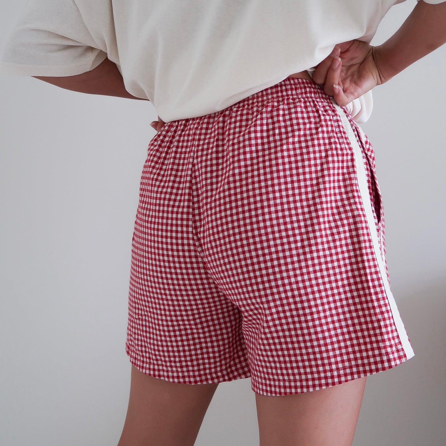 ADULTS Gingham Racer Short - Red