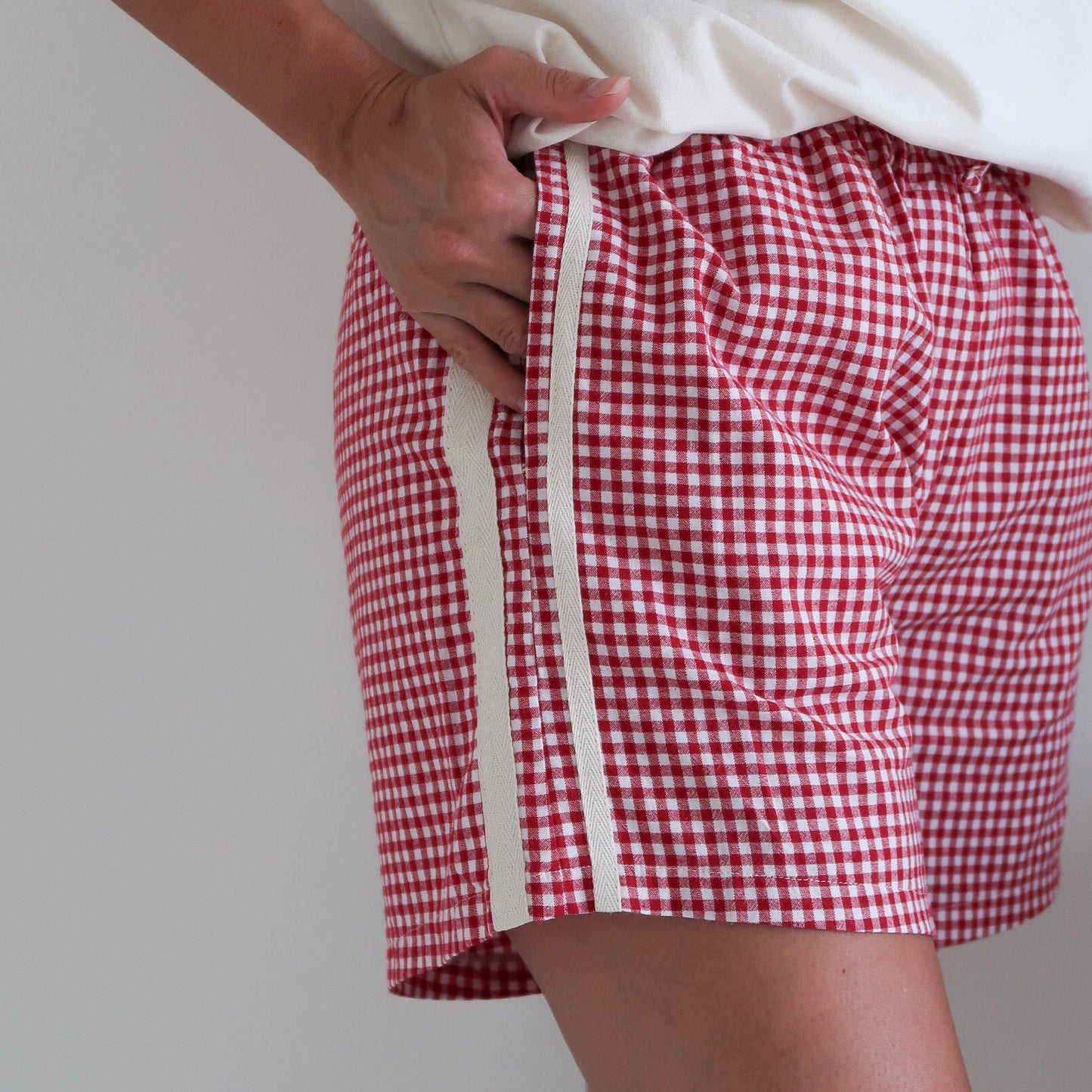 ADULTS Gingham Racer Short - Red